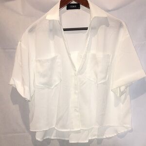 Cider White Button Down Blouse | Size M